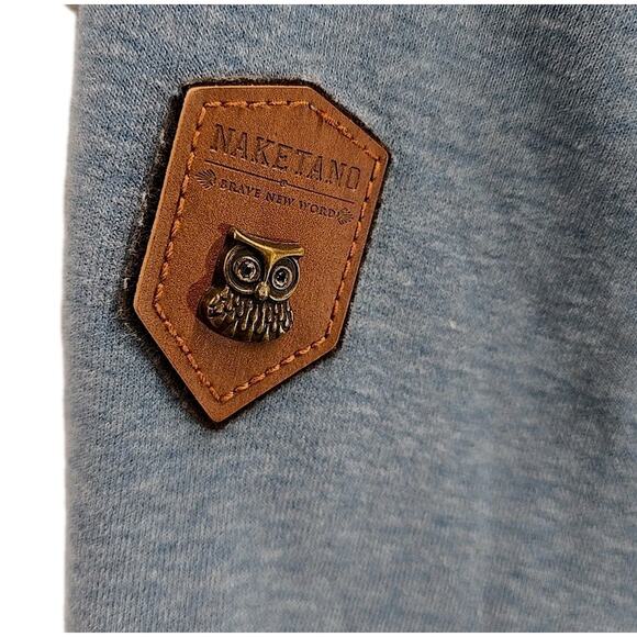 Naketano Brave New World Womens Longline Hoodie Sweatshirt Sz S Cowl Neck Blue - Picture 6 of 16